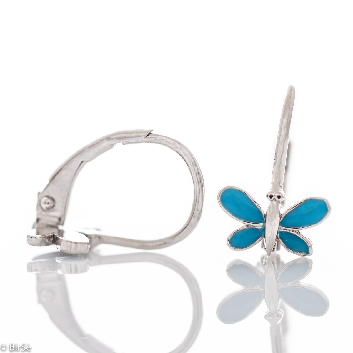 Silver earrings - Blue butterflies