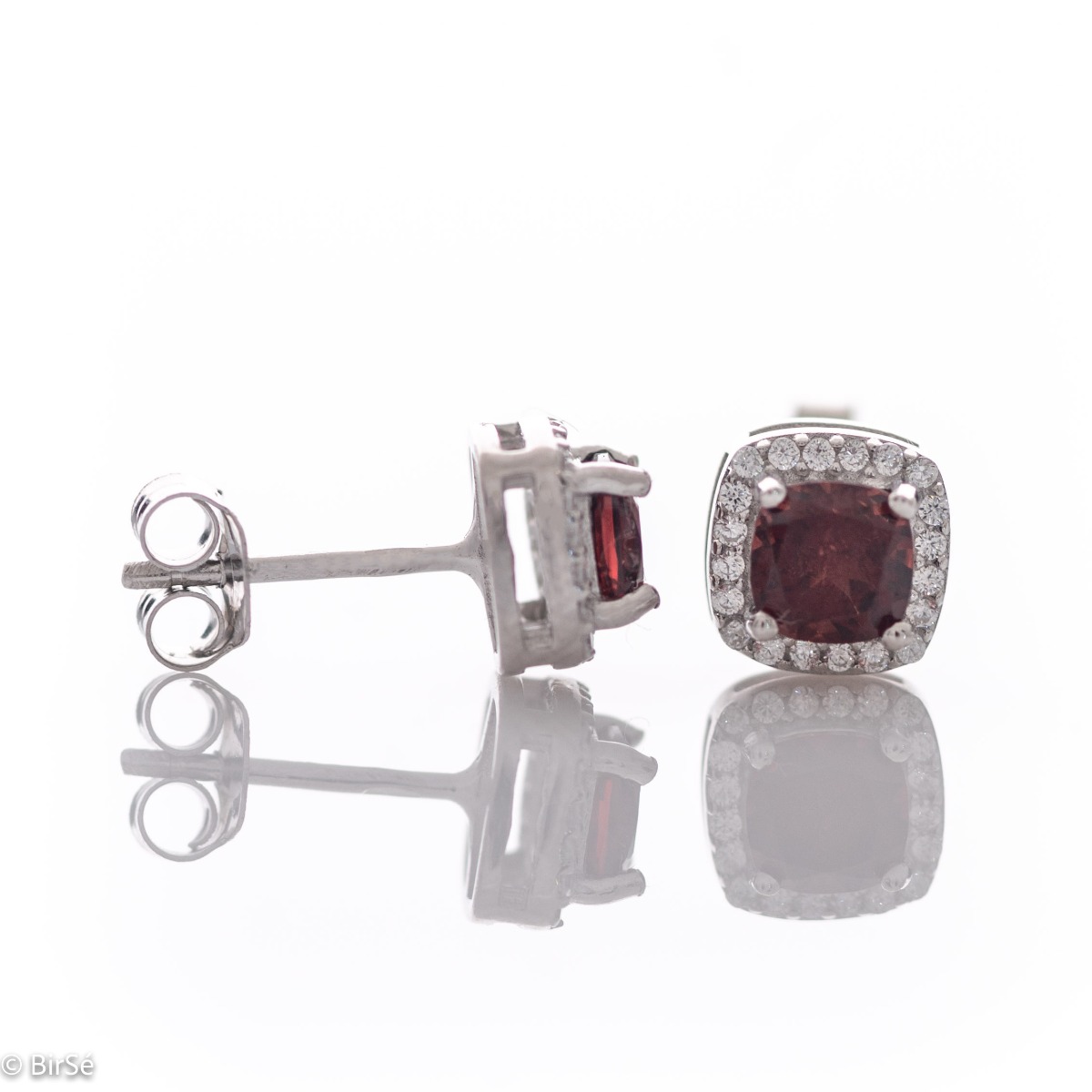 Silver earrings - Natural Garnet 1,20 ct.