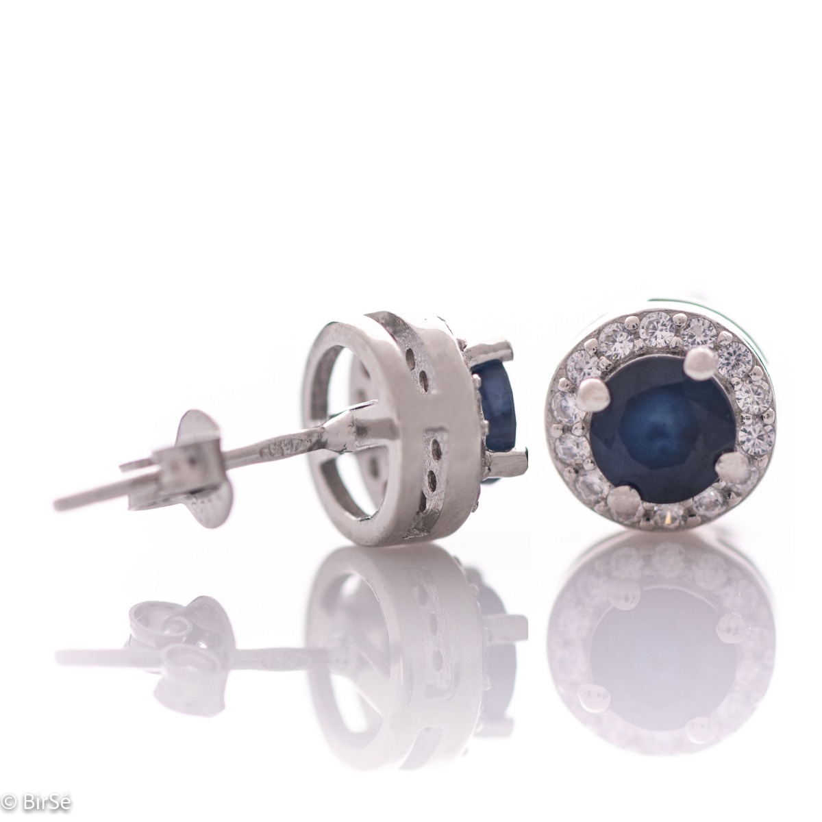 Silver earrings - Natural Sapphire 1,30 ct.