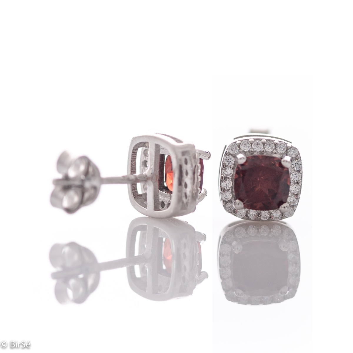 Silver earrings - Natural Garnet 1,20 ct.