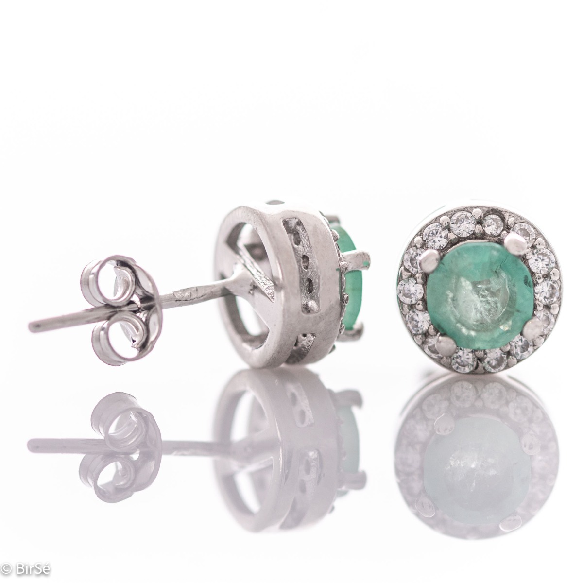 Silver earrings - Natural emerald 1,30 ct.