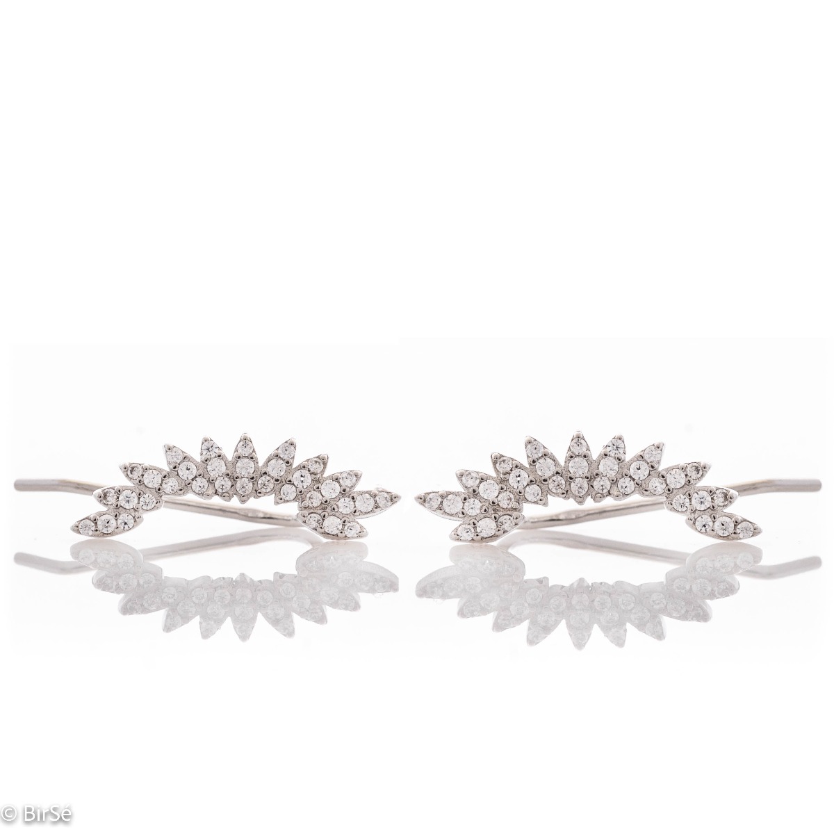 Captivating women's earrings with a spectacular shape and modern design. Crafted entirely from rhodium-plated sterling silver and accented with dazzling zircons, these hairpin earrings are a fitting piece of jewelry for any young lady.