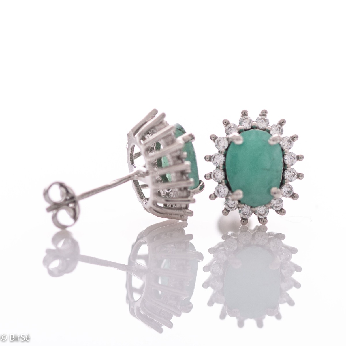 Silver earrings - Natural emerald 2,52 ct.