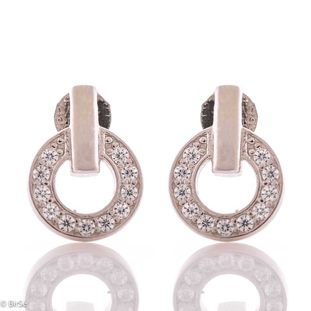 Silver earrings - Circle Zirconi