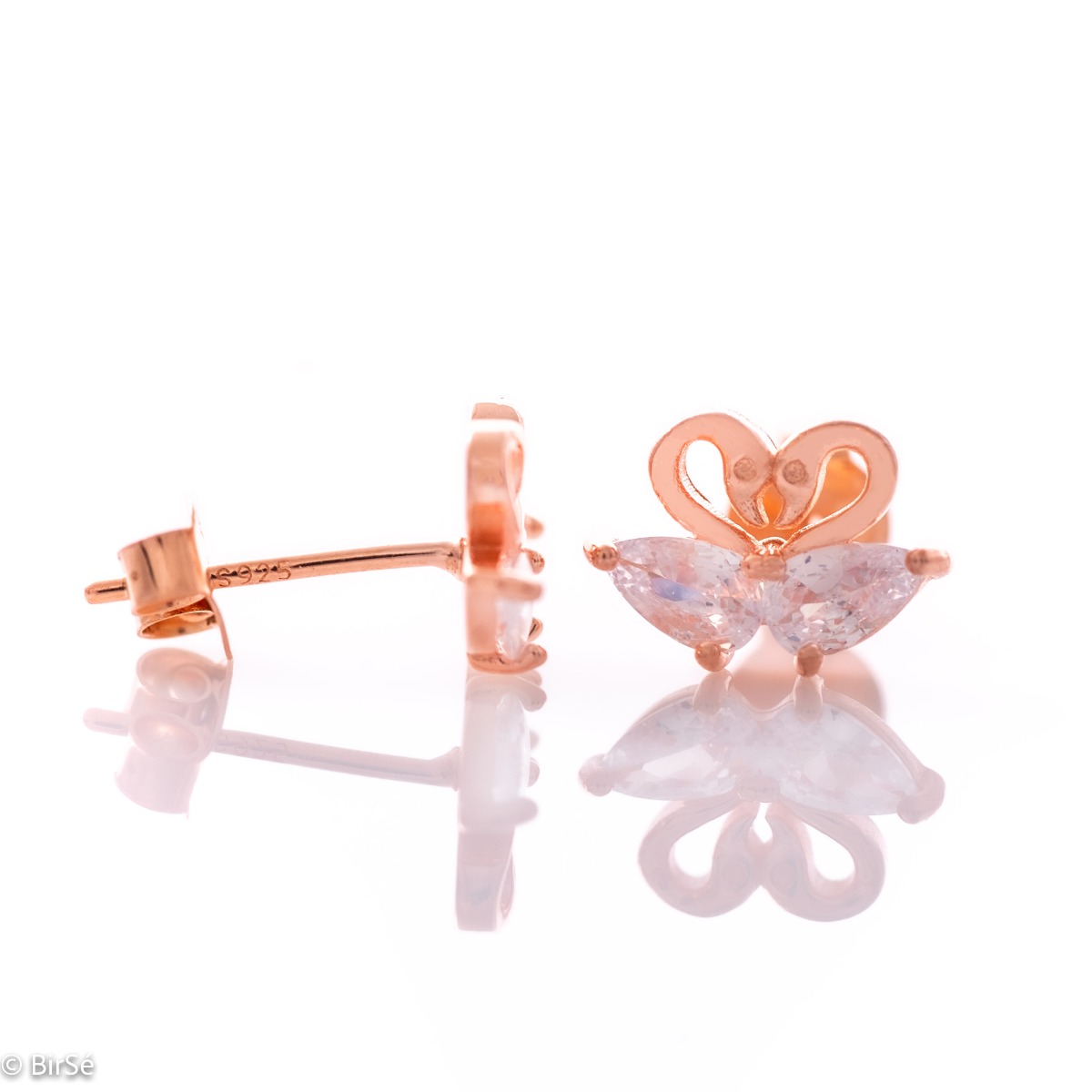 Silver Earrings - Pink Swans