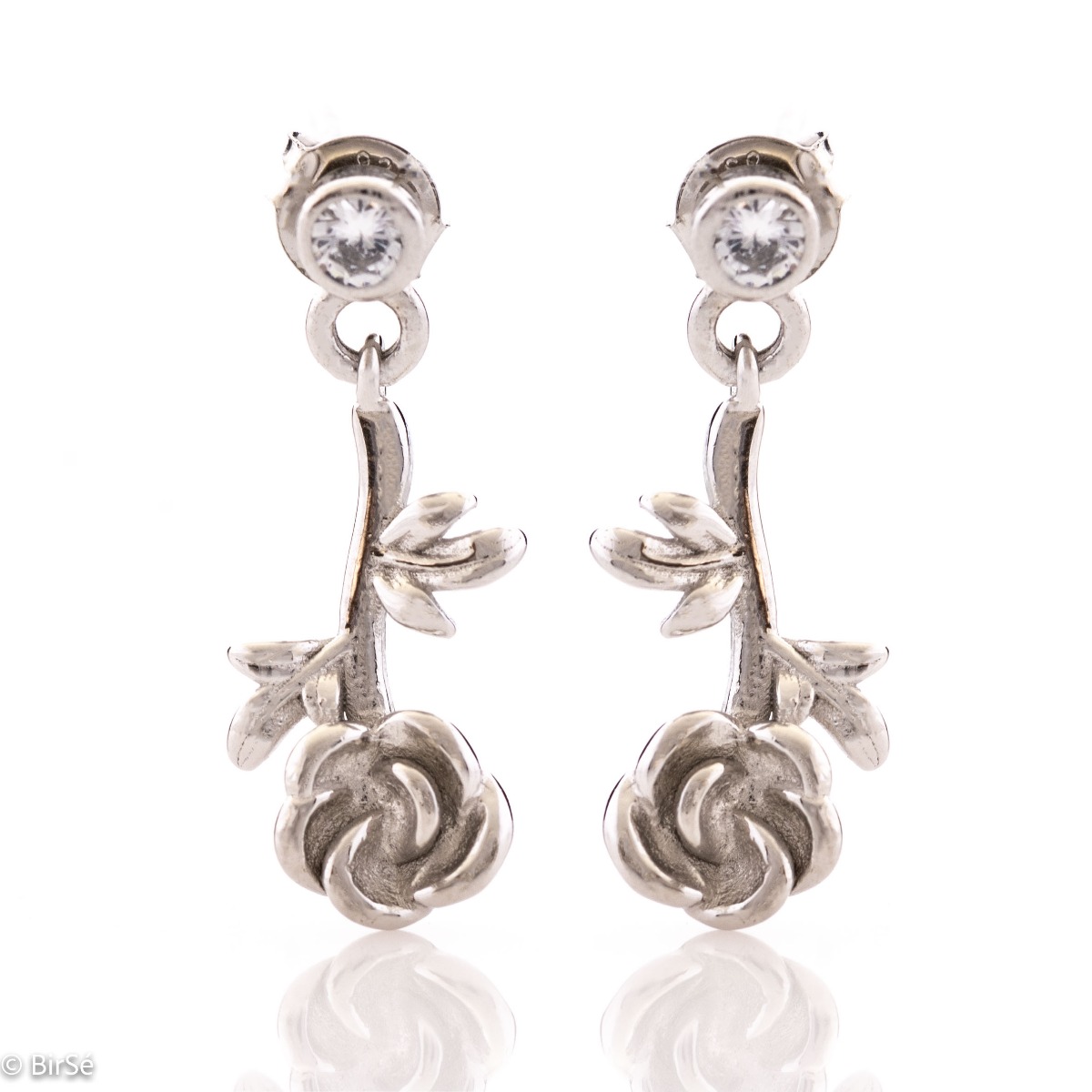 Long Rose Earrings with Studs