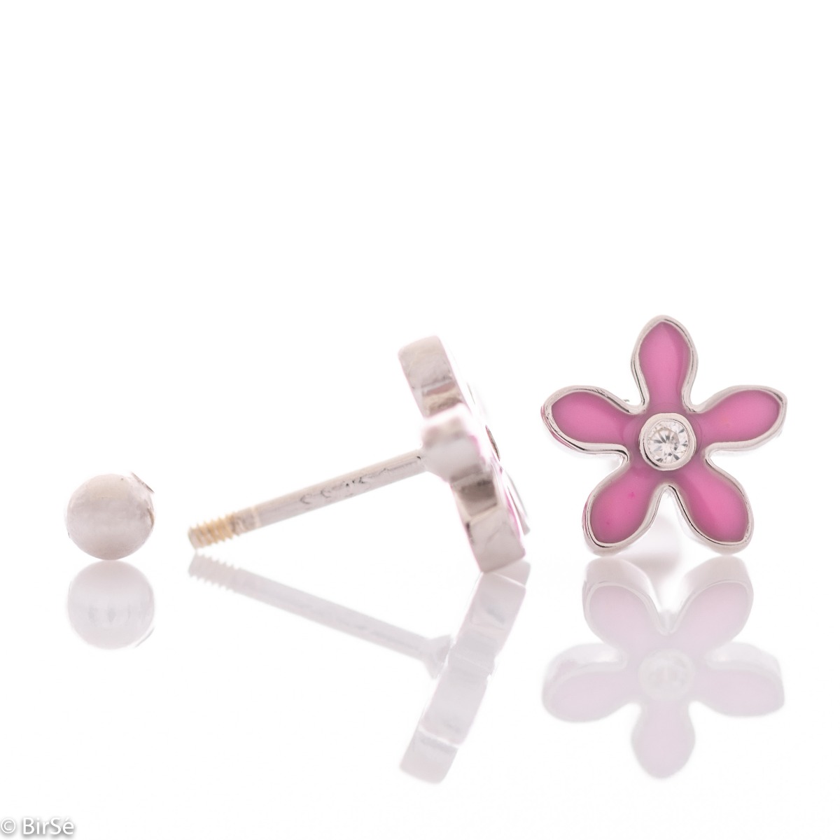 Silver earrings - Pink Flowers 