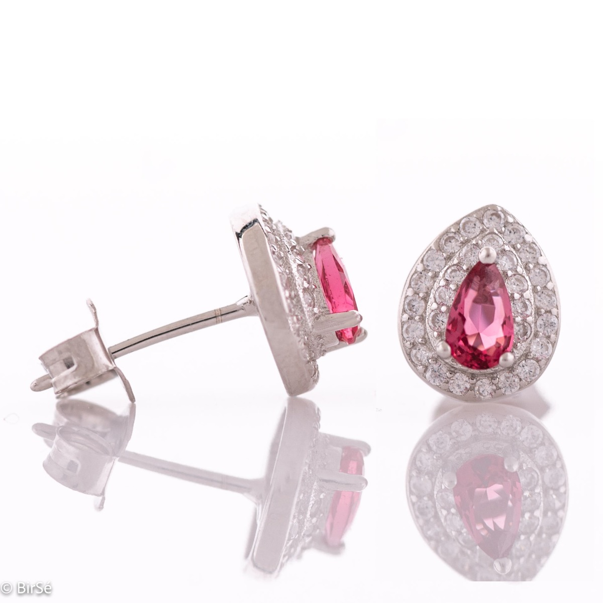 Silver Earrings - Royal Ruby