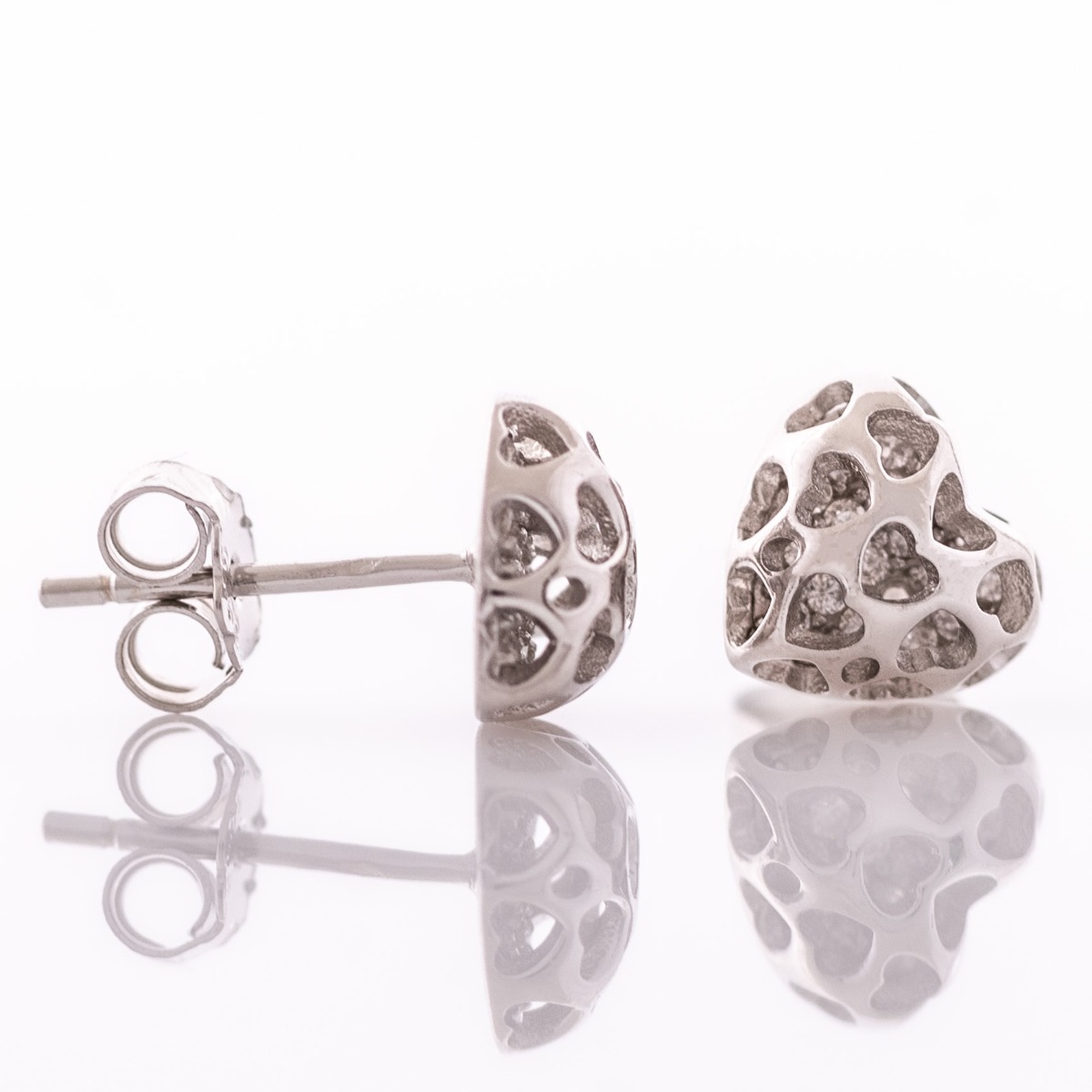 Silver earrings - Openwork hearts