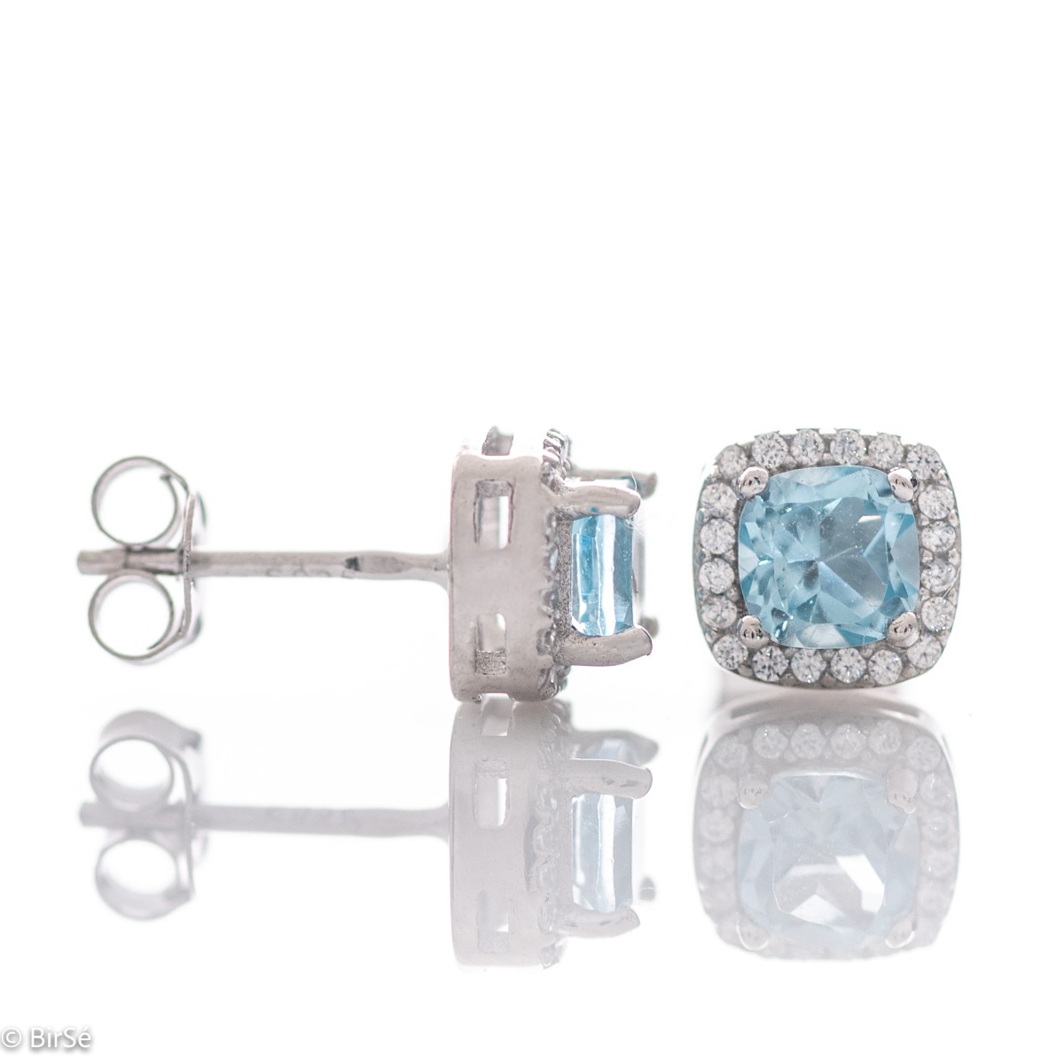 Silver earrings - Natural Blue Topaz 1,12 ct.