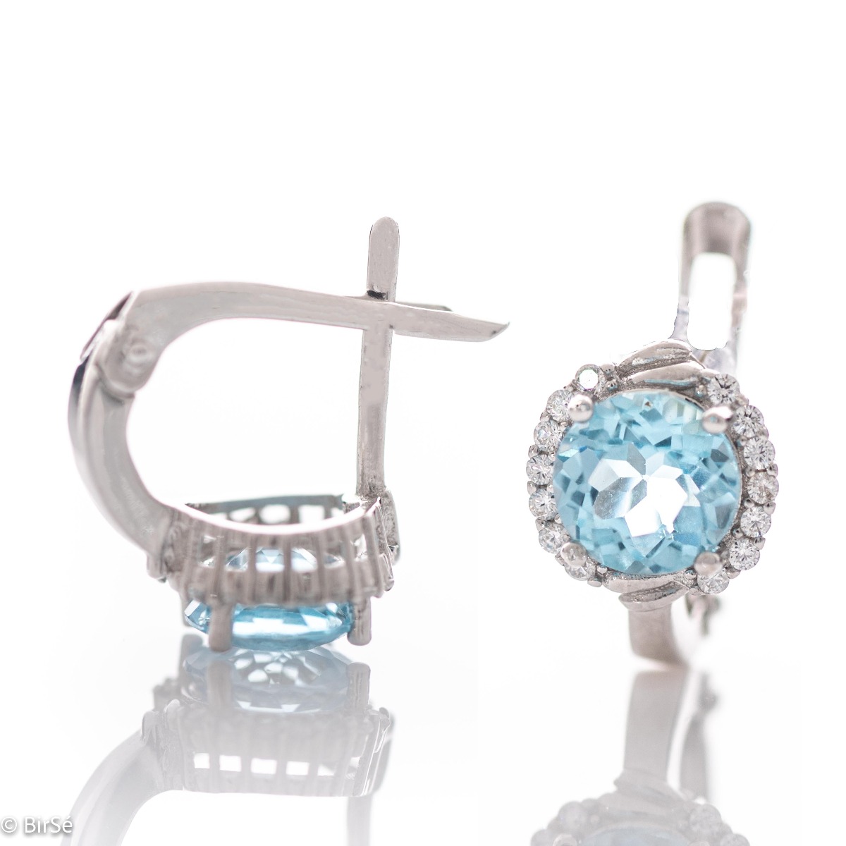 Silver earrings - Natural Blue Topaz 3,10 ct.