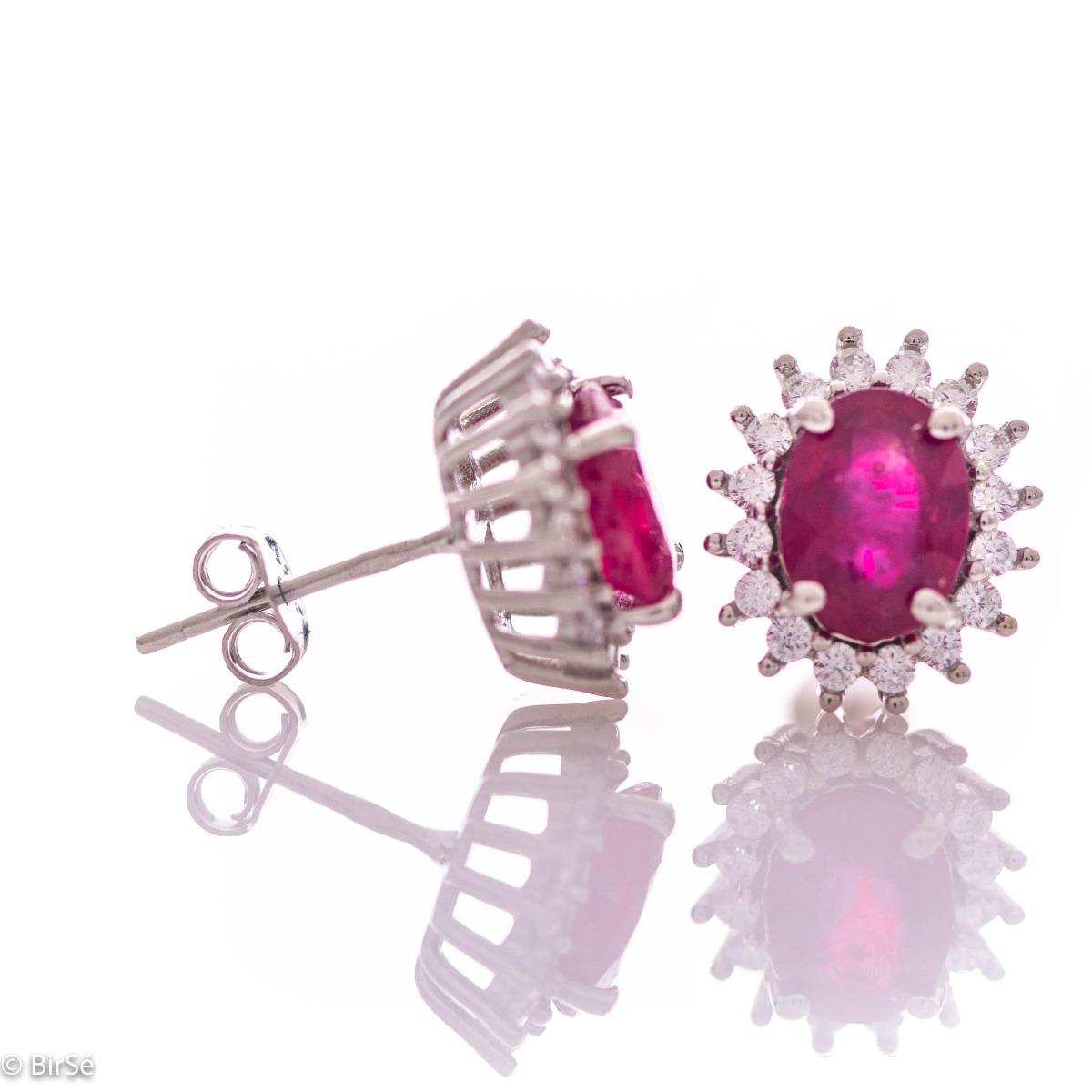 Silver earrings - Natural Ruby 3,10 ct.