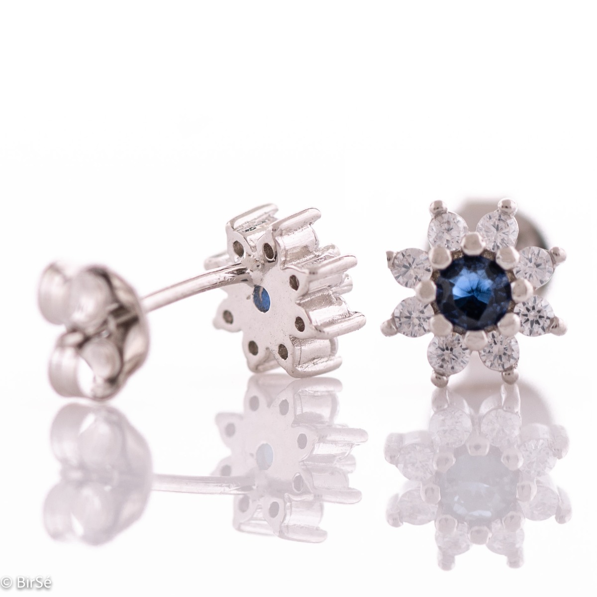 Silver Sapphire Earrings 