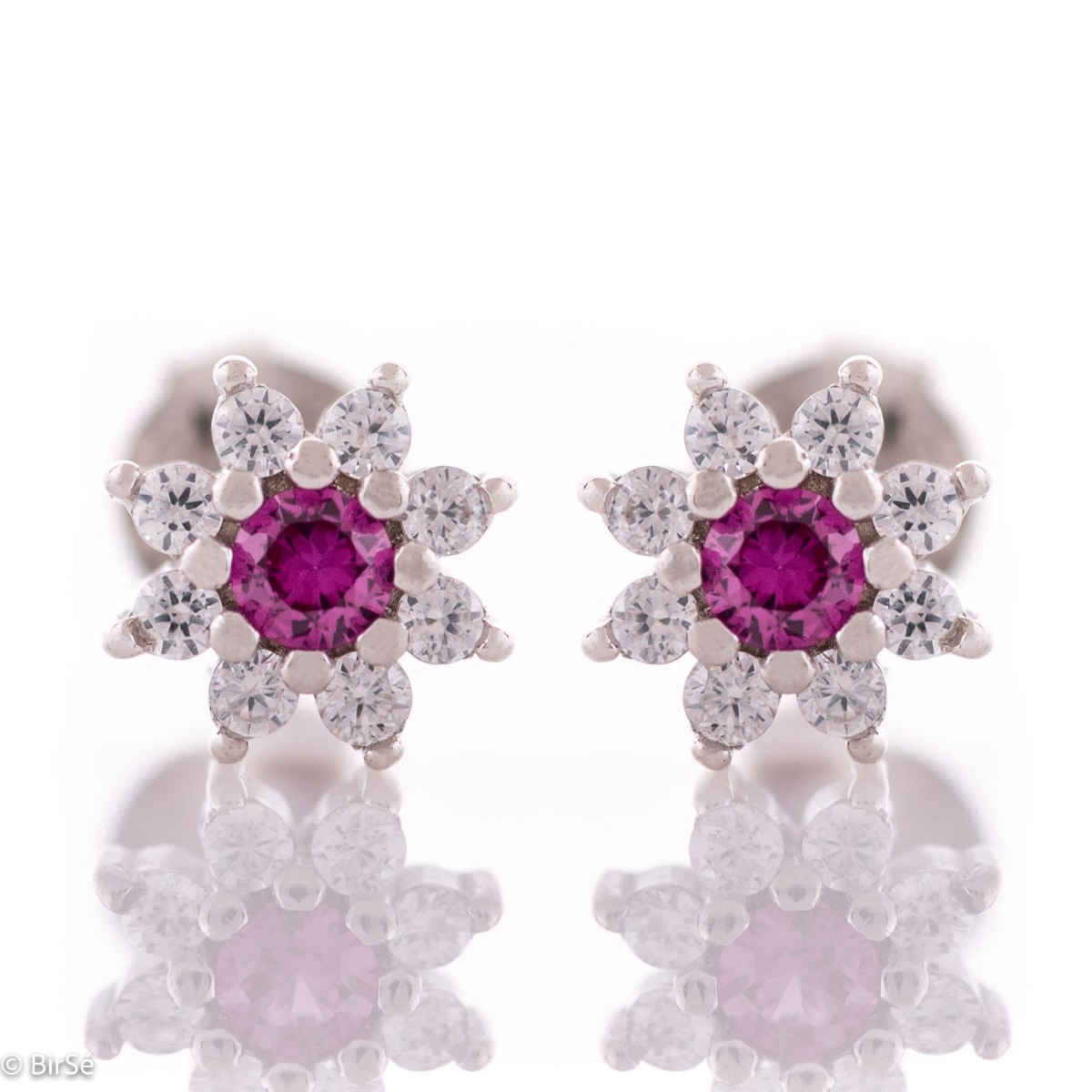 Silver earrings - Ruby color