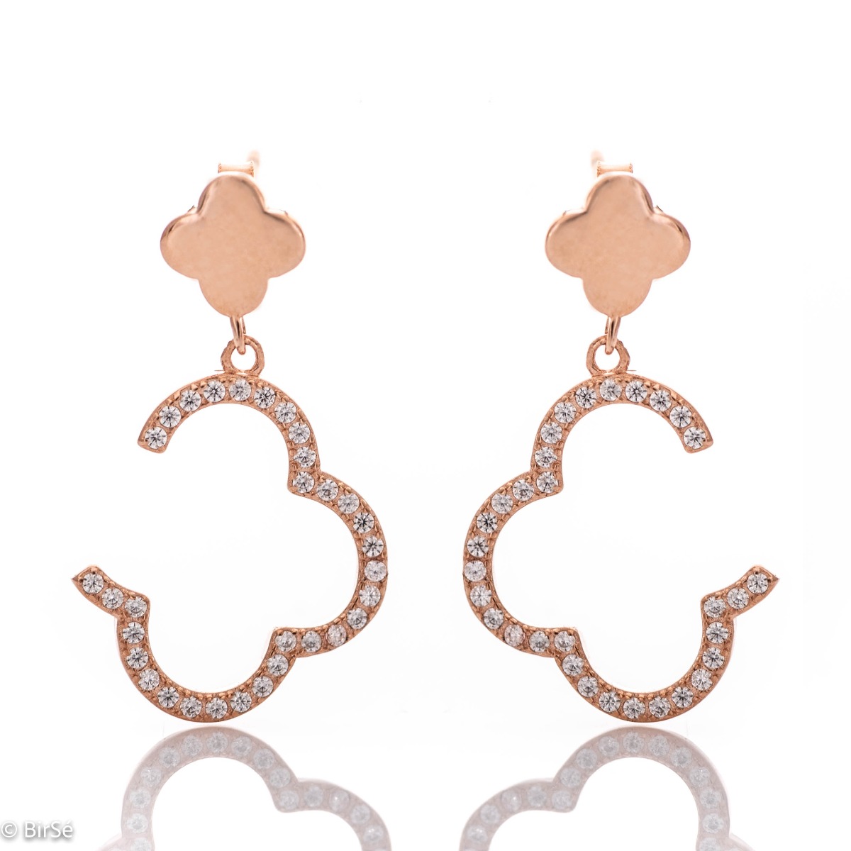 Eccentric women's earrings, made with an exquisite shape of a delicate flower. With petals studded with sparkling cubic zirconia, these earrings are the perfect gift for any woman.