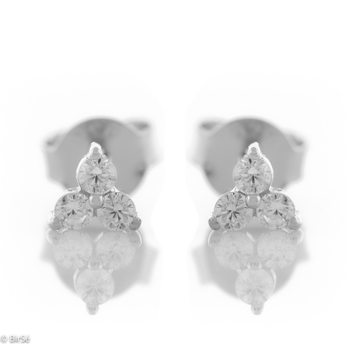 Silver earrings - Three zircons