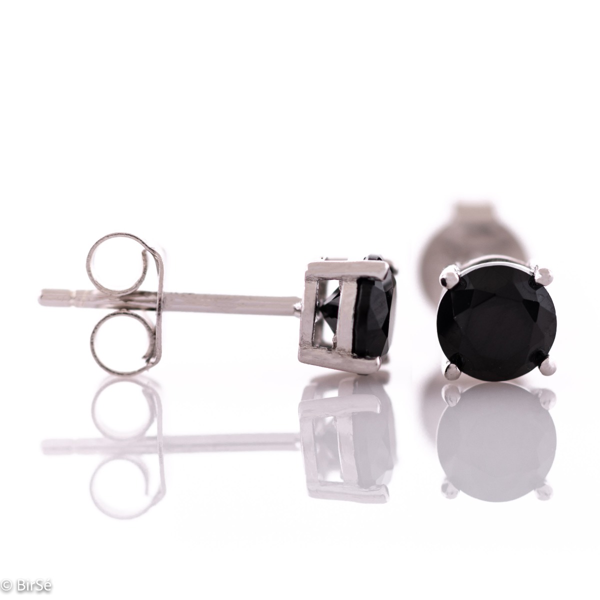 Silver earrings - Black Zircon