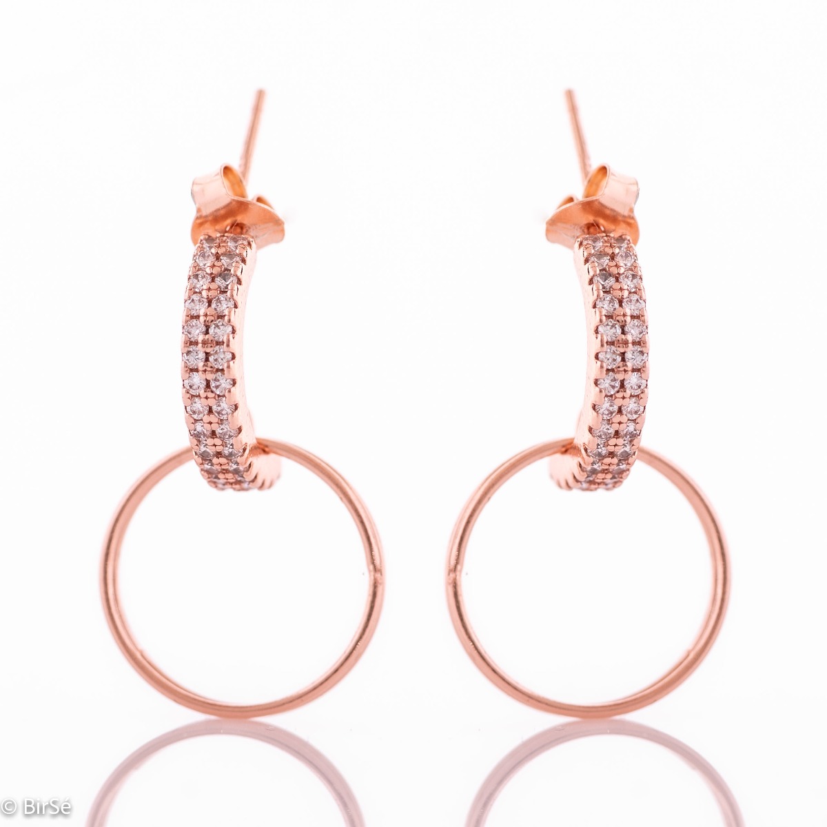 Silver Earrings with Rose Gold Plating Studs