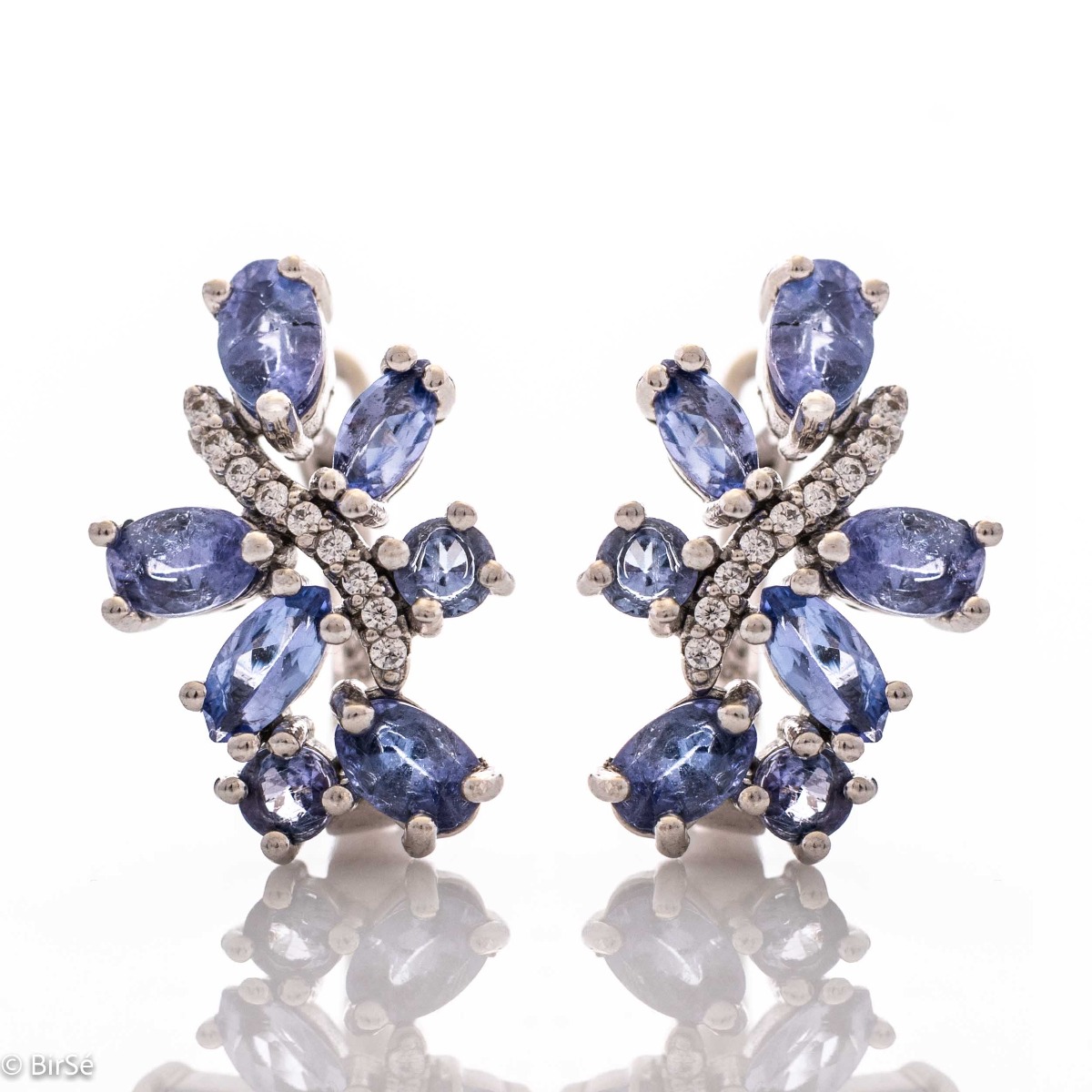 Silver Earrings with Natural Tanzanite