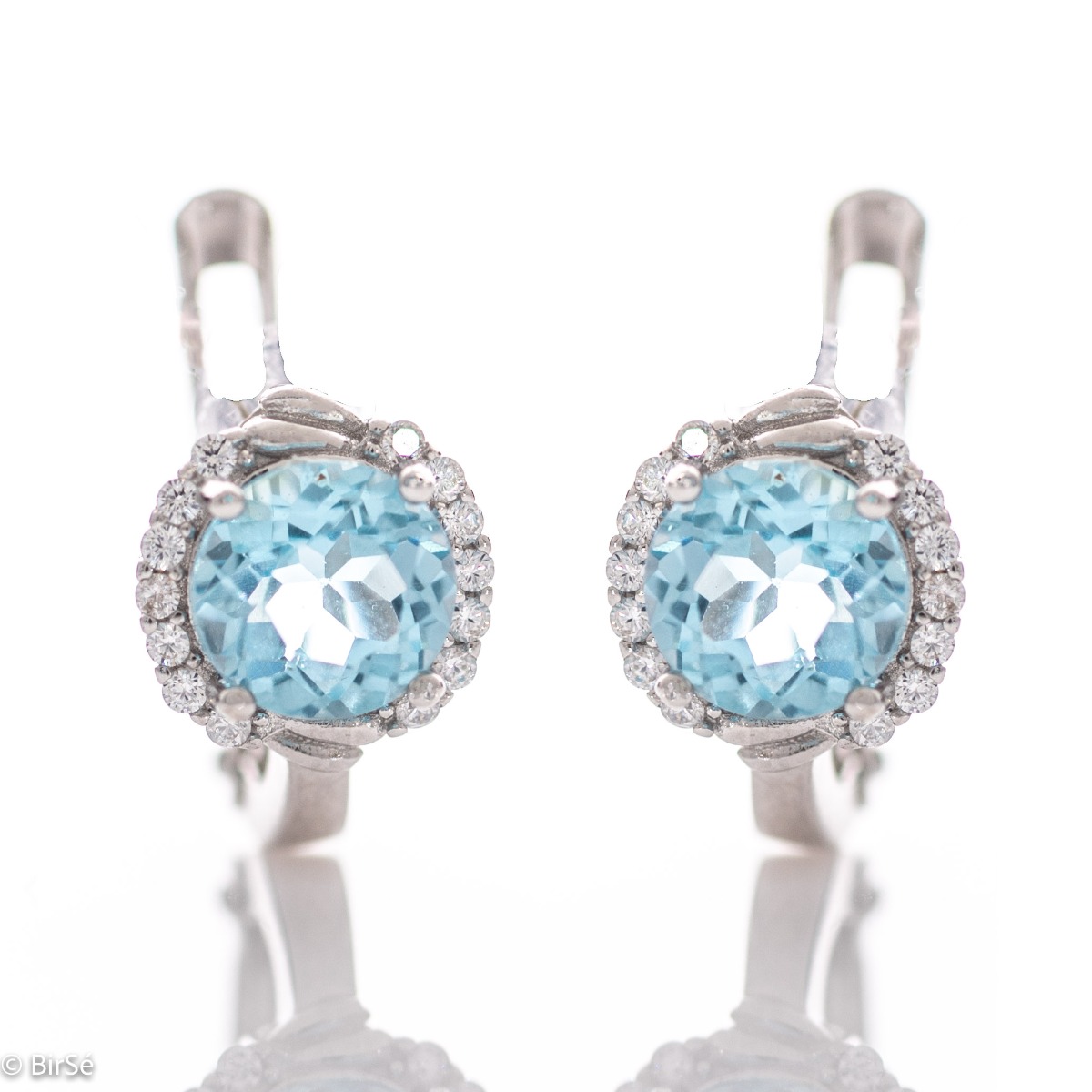 Silver Earrings with Natural Blue Topaz