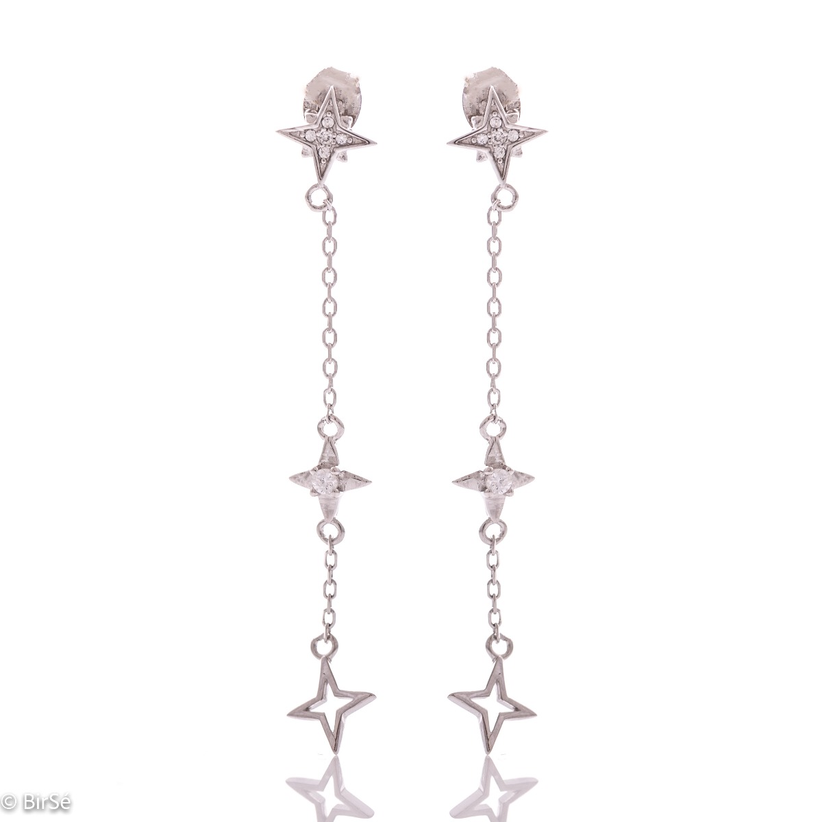 Silver Earrings - Hanging Stars