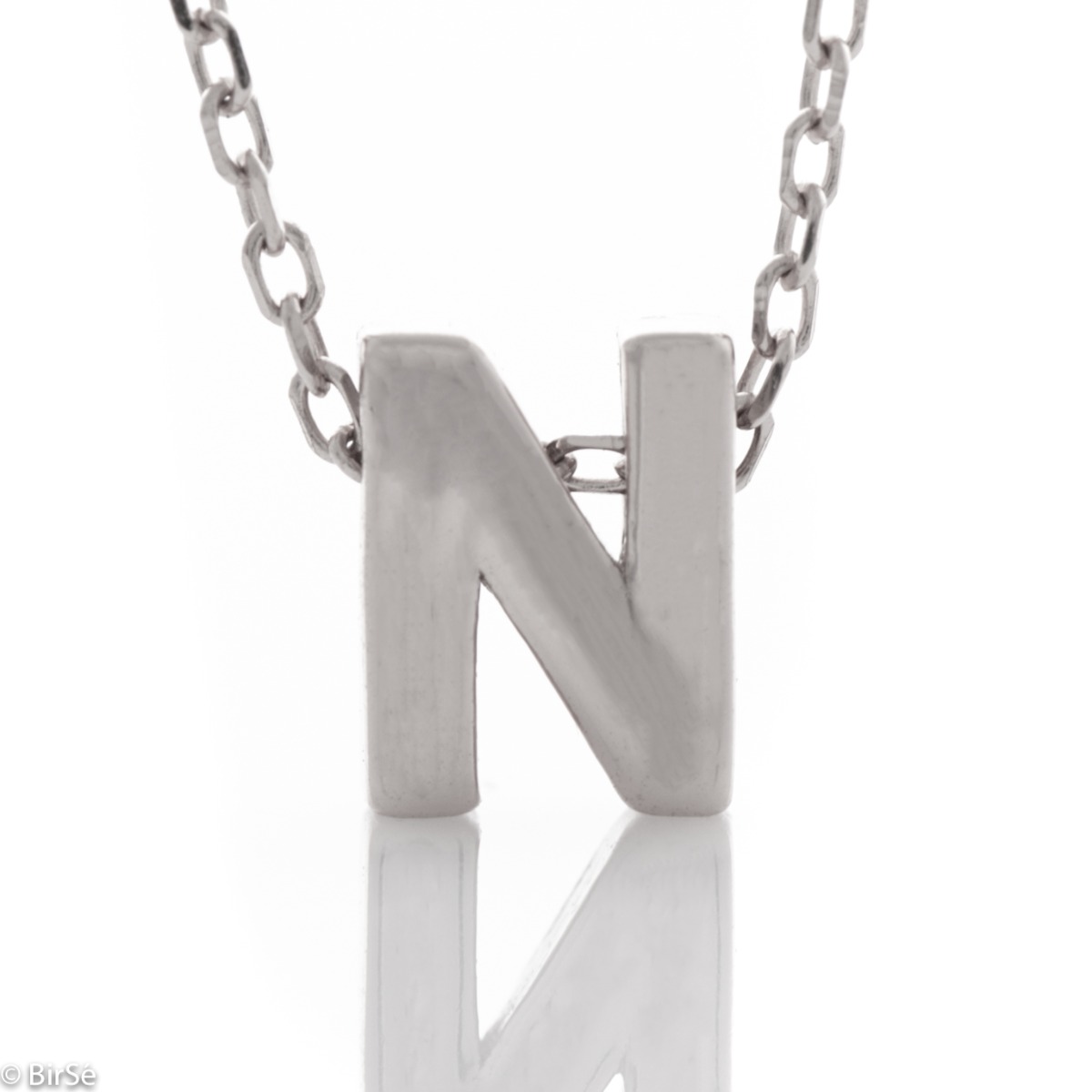 Finely crafted rhodium-plated silver letter N necklace for women. A delicate and spectacular piece of jewelry, simple and cleverly combined with all kinds of silver jewelry.