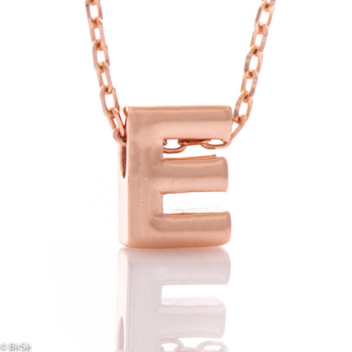 Exquisite workmanship of a rose silver letter E necklace for women. A delicate and spectacular piece of jewelry, simple and cleverly combined with all kinds of rose silver jewelry.