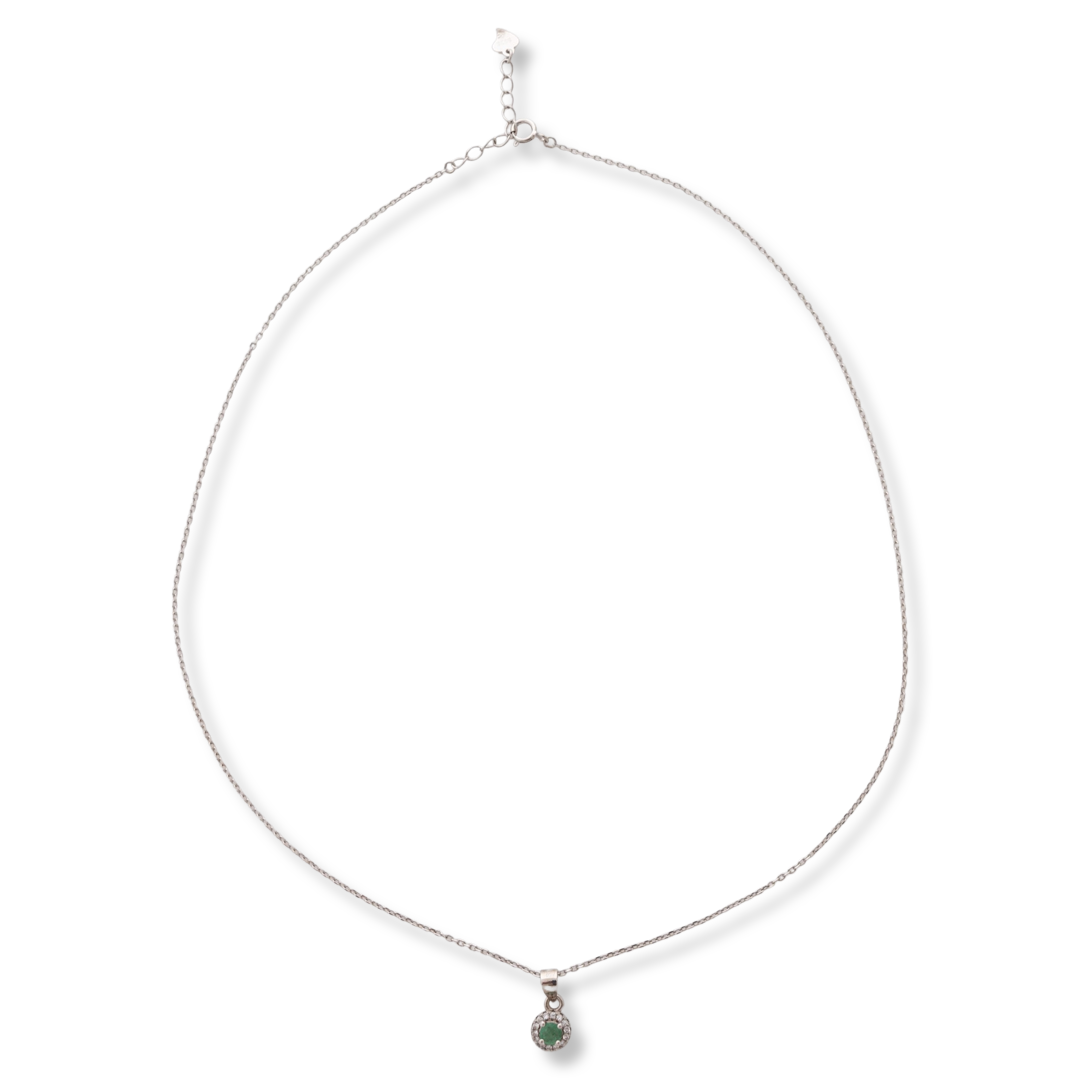 Silver necklace - Natural Emerald 0,27 ct.