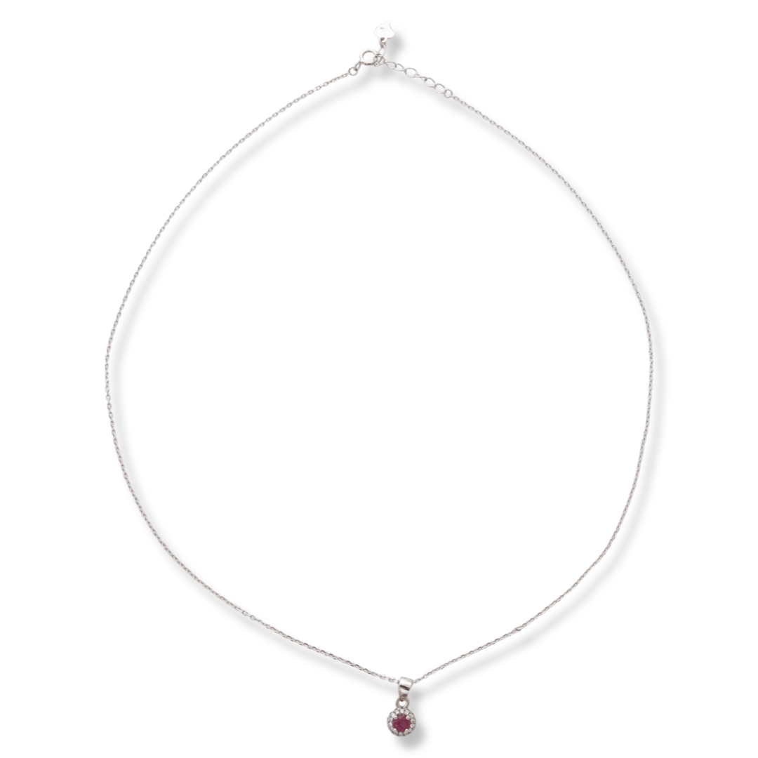 Silver necklace – Natural Ruby 0,34 ct.