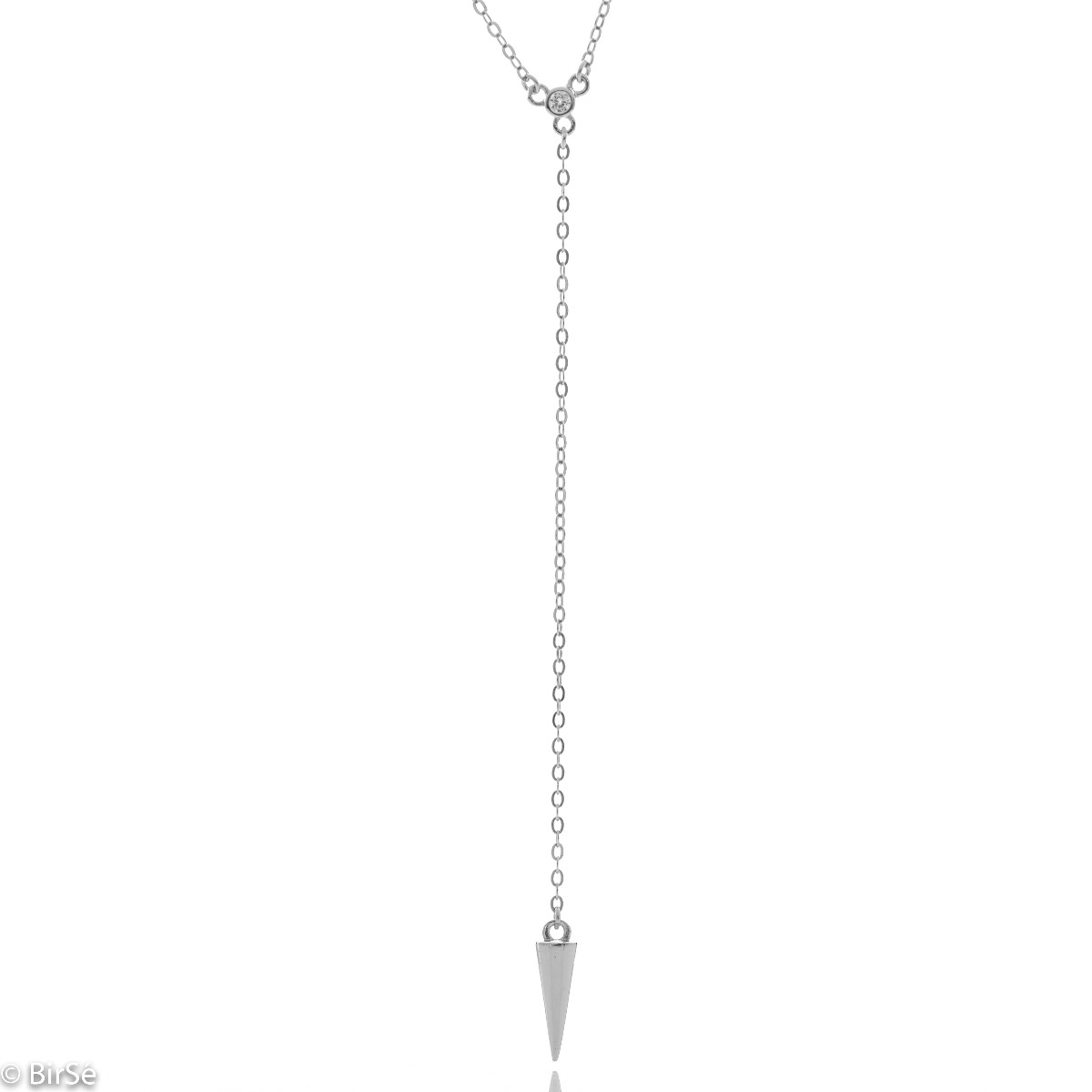 Spectacular silver necklace with exquisite workmanship entirely of rhodium-plated silver and an extension ending in a pendant.