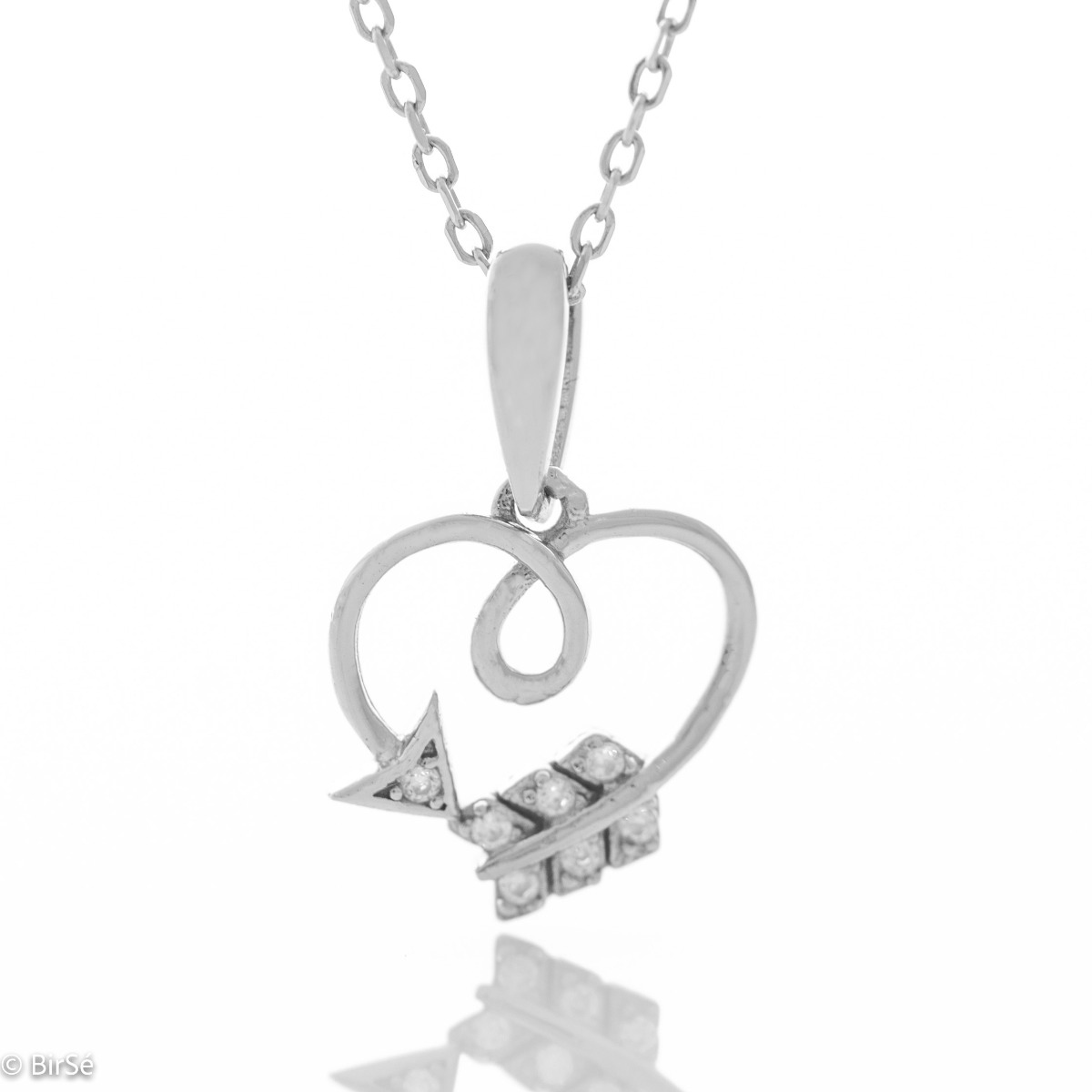  Silver Arrow Heart Necklace 