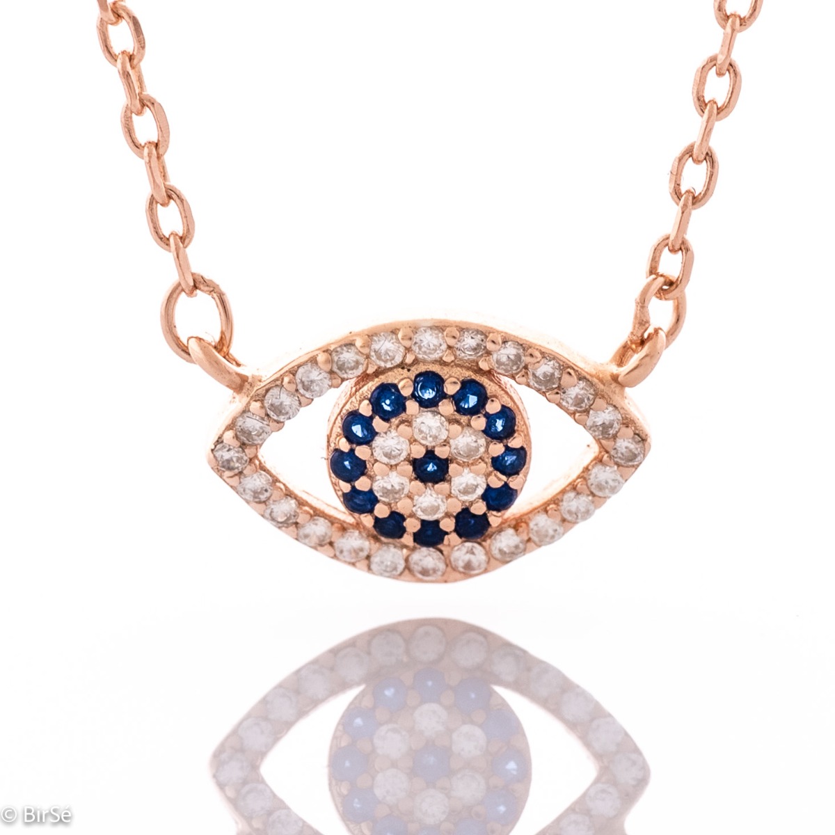 Eye Shaped Rose Gold Silver Necklace