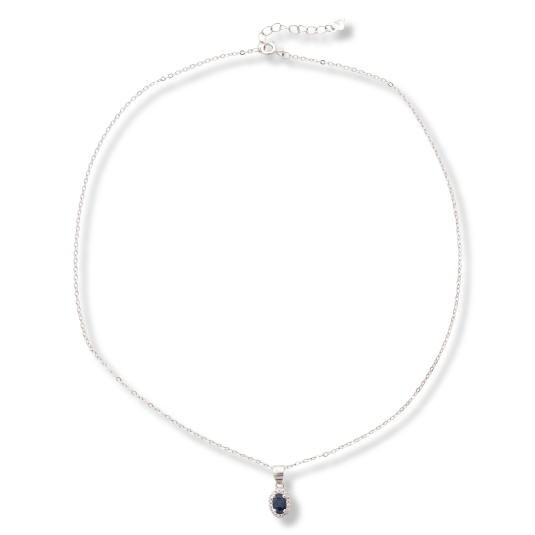 Silver necklace - Natural Sapphire 0,60 ct.