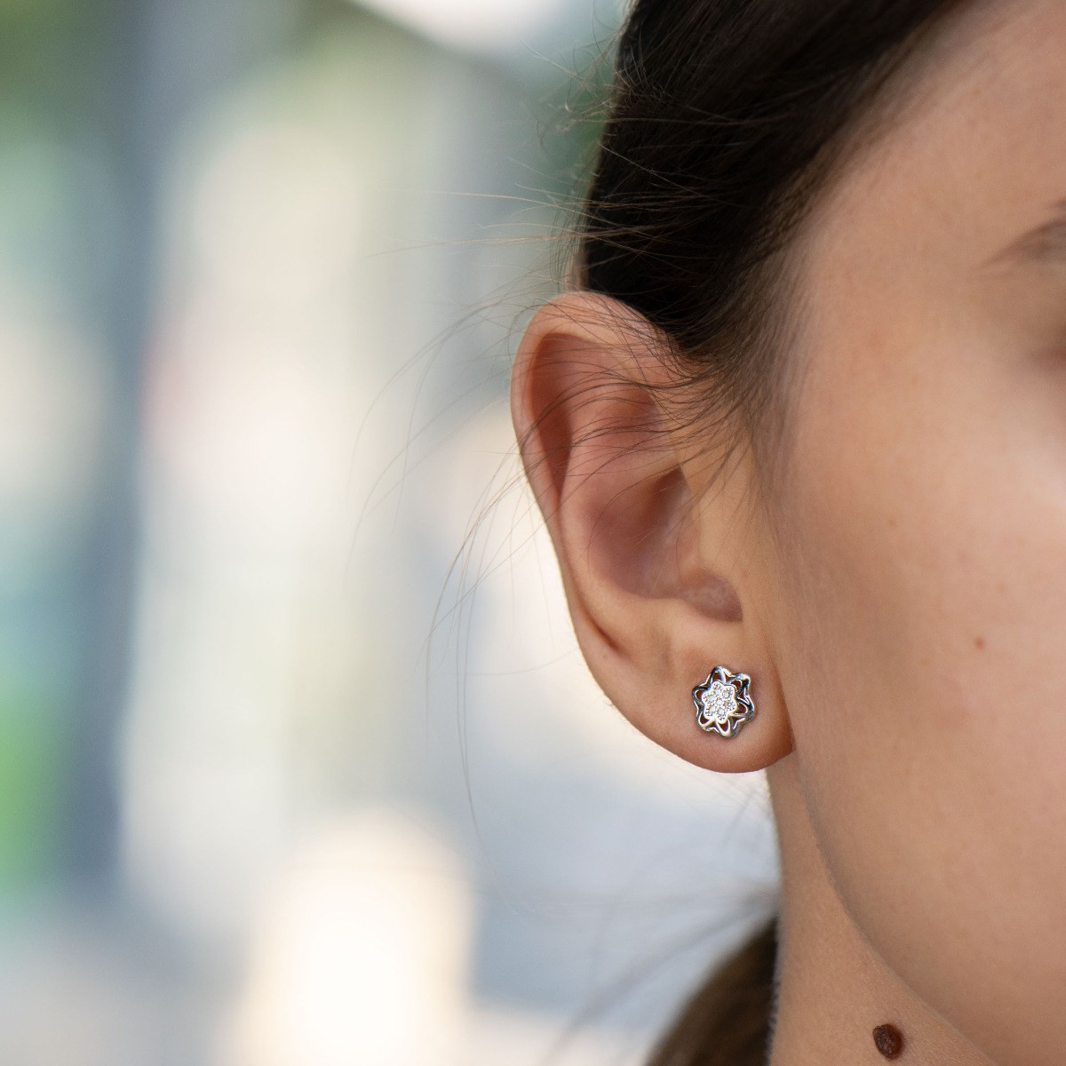 Silver earrings - Flowers 