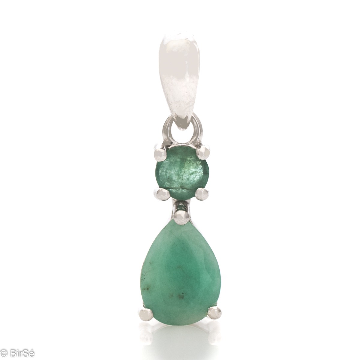 Silver pendant - Natural emerald 1,32 ct.