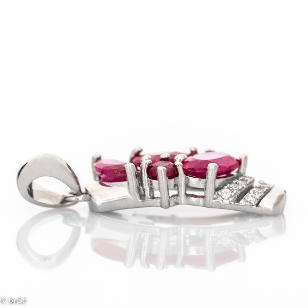 Silver pendant - Natural rubies 1,80 ct.