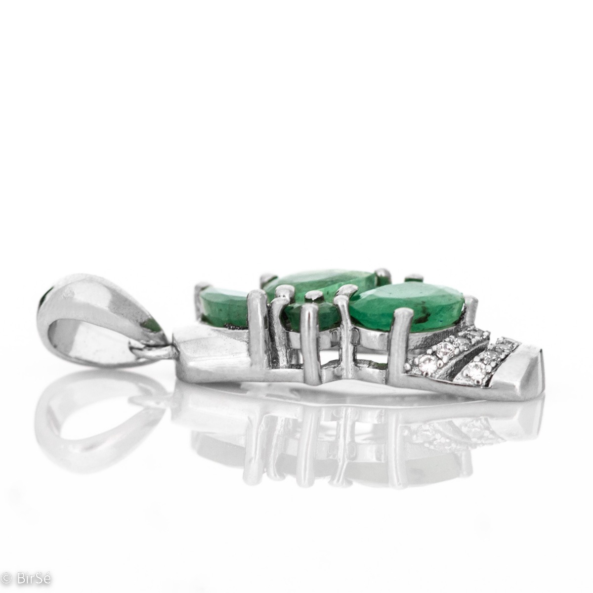 Silver pendant - Natural emeralds 1,52 ct.