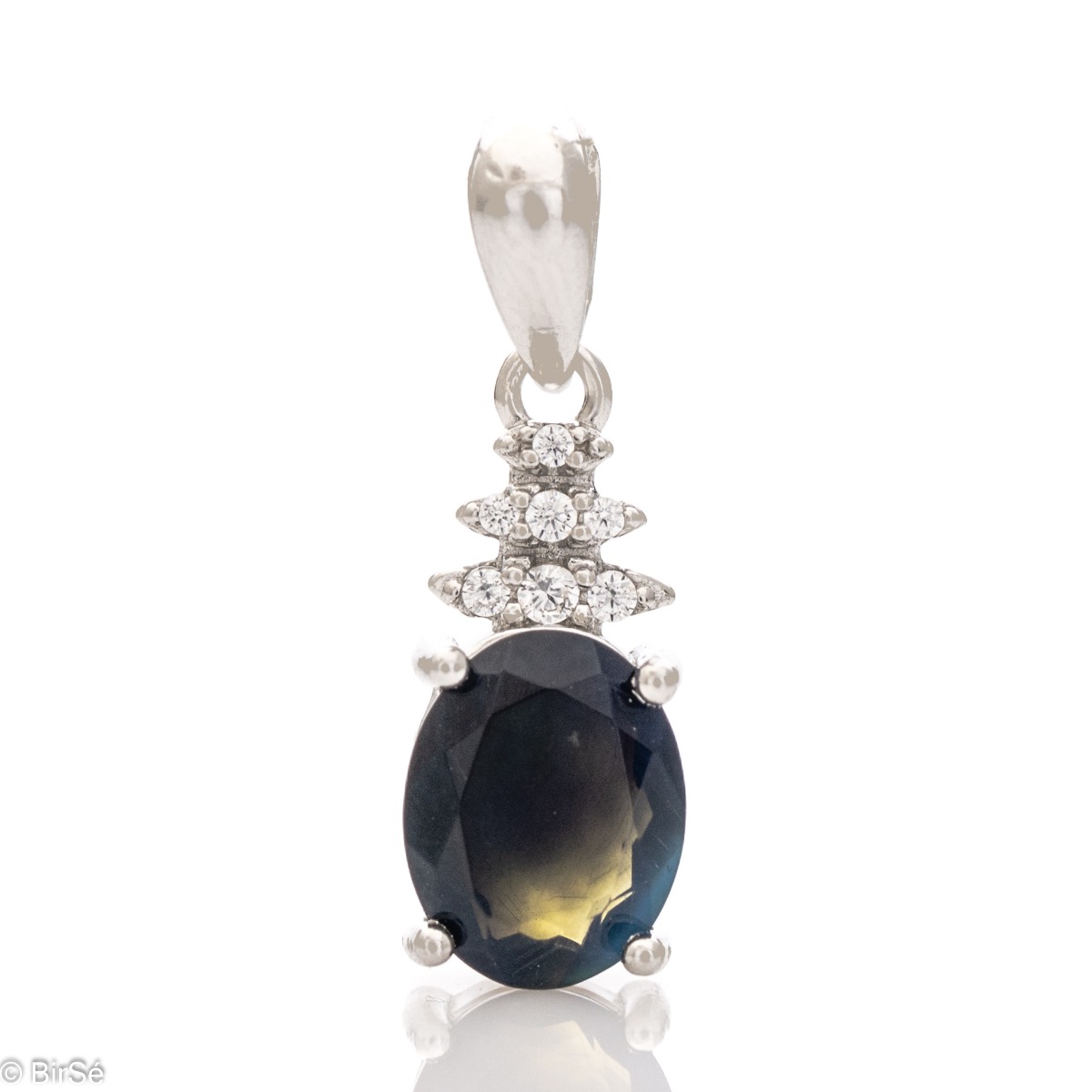 Silver pendant - Natural Black Opal 1,10 ct.