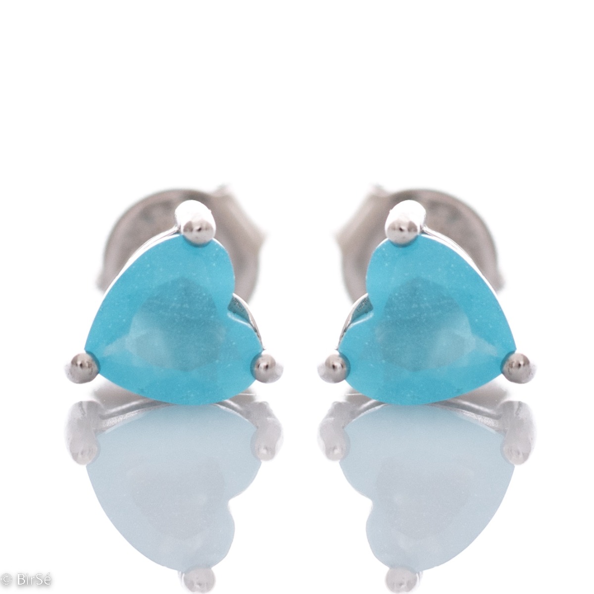 Exquisite earrings made of fine sterling silver in the shape of a heart, in a delicate combination with enchanted turquoise. Fastening with a pin is for more convenience, and the earrings are a suitable gift for the beloved girl