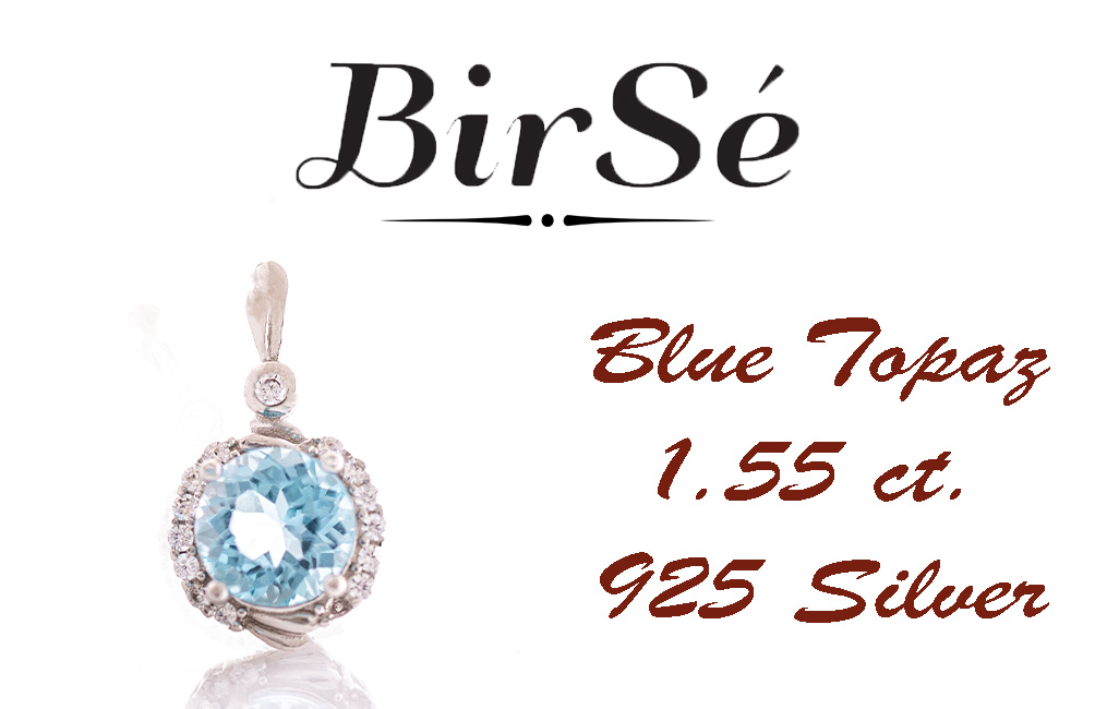 Silver pendant - Natural Blue Topaz 1,55 ct.