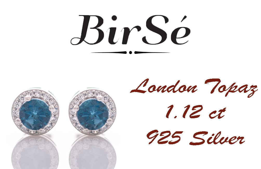 Silver earrings - Natural London Topaz 1,12 ct.