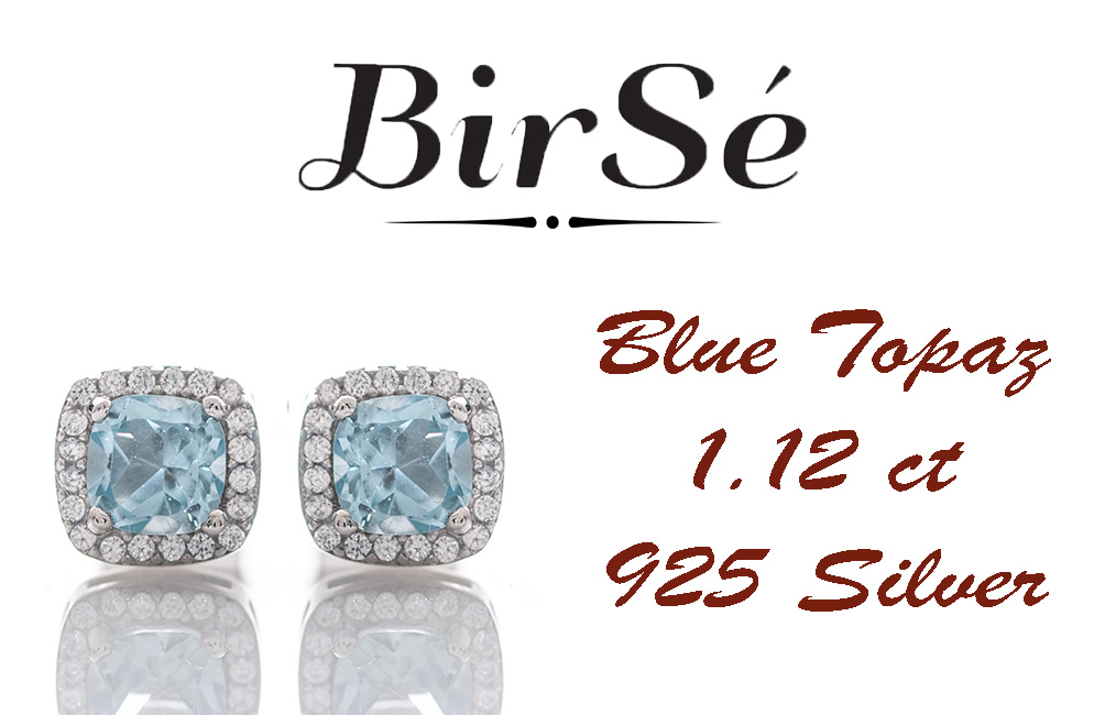 Silver earrings - Natural Blue Topaz 1,12 ct.