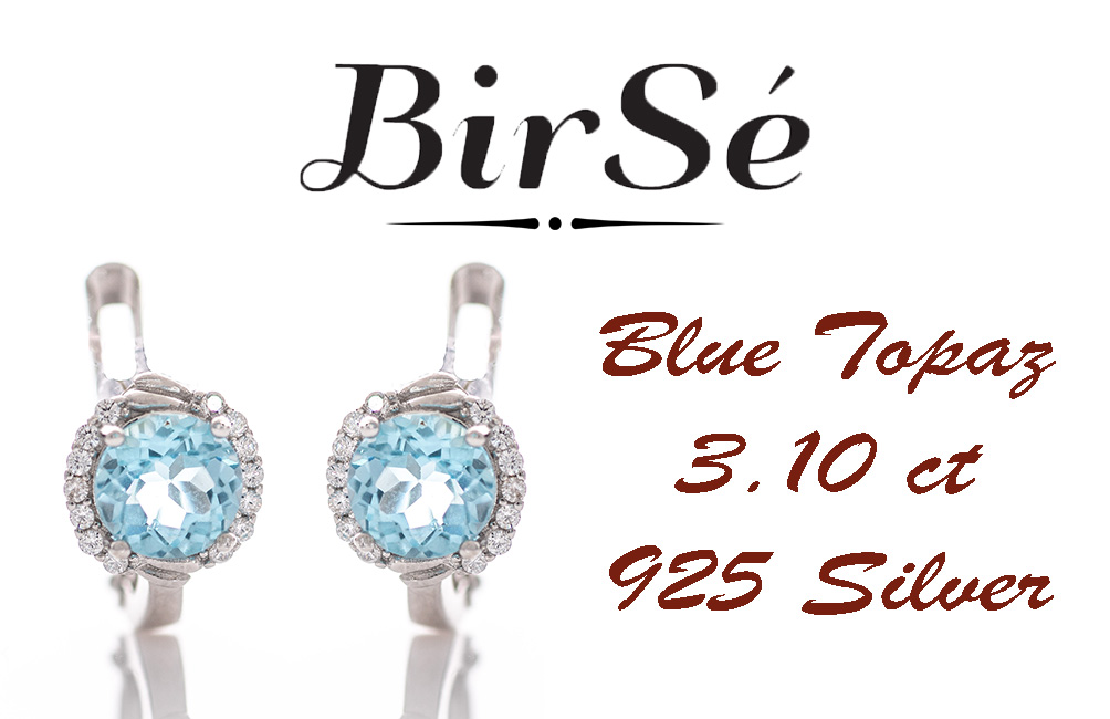 Silver earrings - Natural Blue Topaz 3,10 ct.