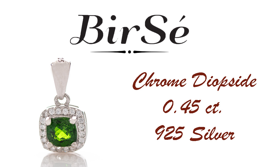 Silver pendant - Natural Chromium Diopside 0,45 ct