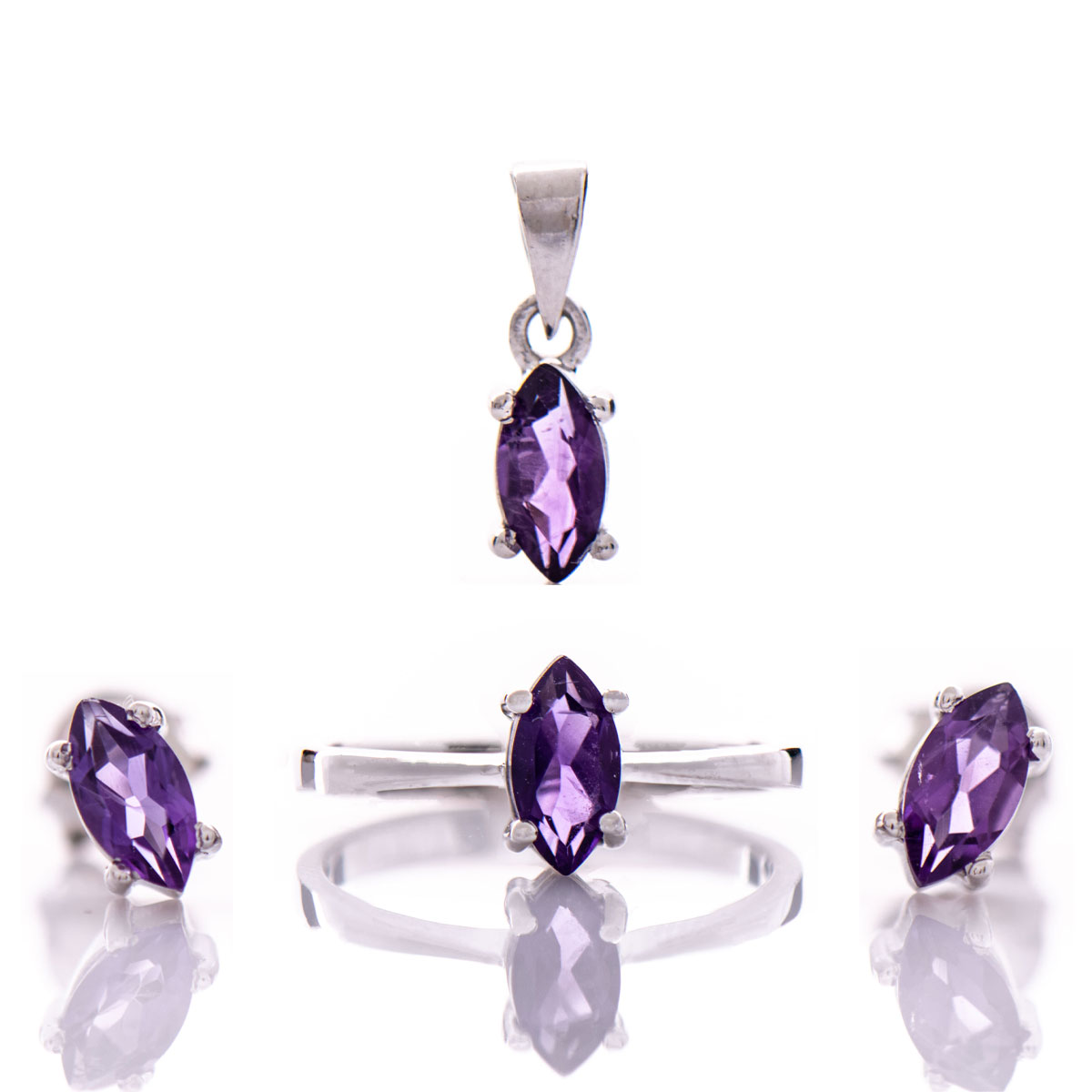 Silver set - Natural amethyst