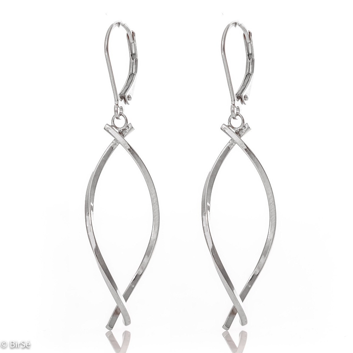 Impressively crafted dangle earrings with a willow clasp and a stylish rhodium silver design, elegantly woven into a charming pattern.