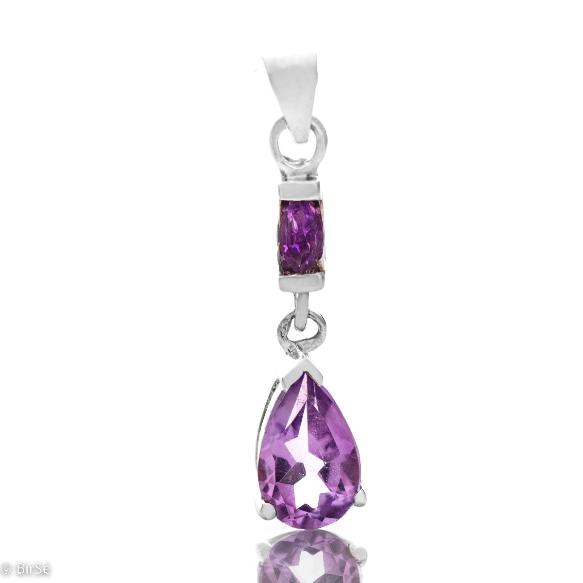 Silver pendant - Drop Natural Amethyst 1,19 ct.