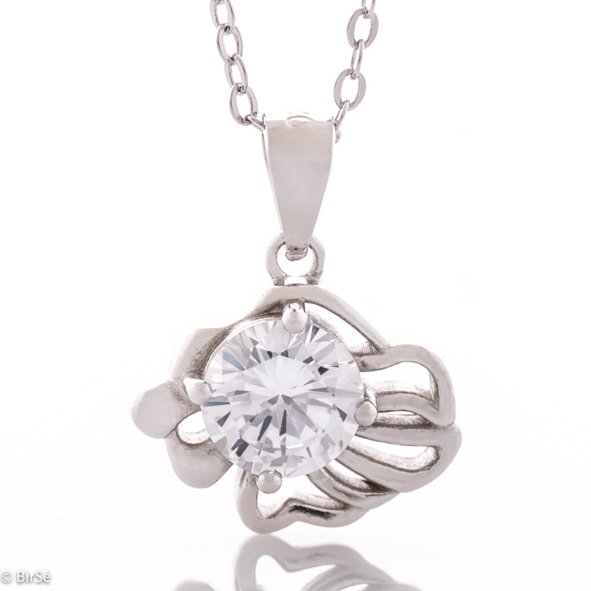 Delicate Leo Sign Silver Necklace with Zircon